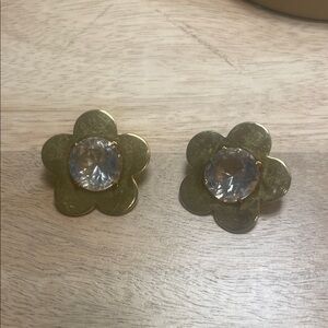 Lele Sadoughi Petal Frame Gold Flower Earrings